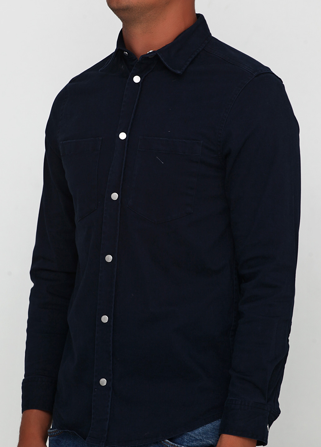 Темно-синяя кэжуал рубашка однотонная H&M Studio
