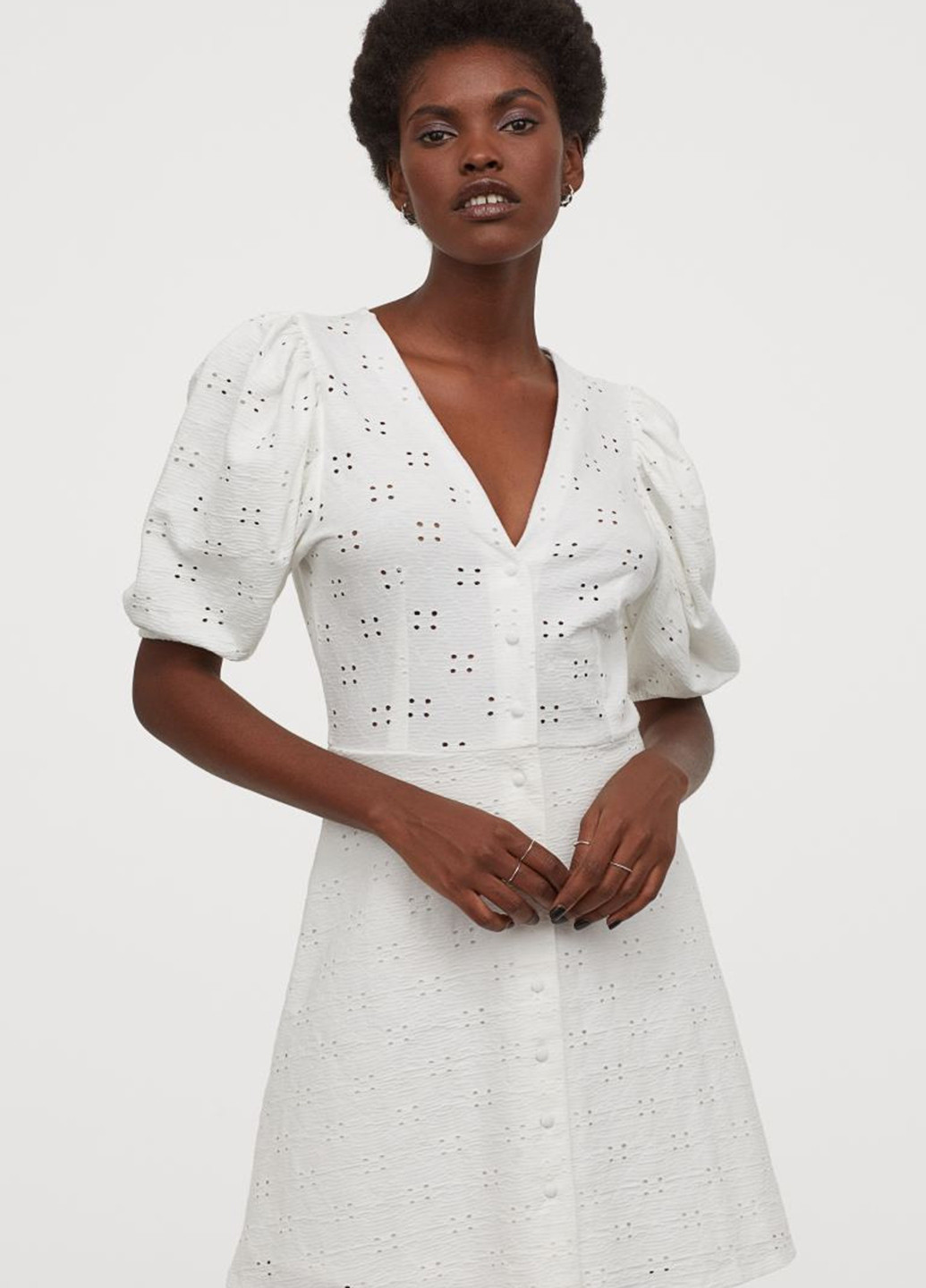 Молочна кежуал сукня кльош H&M однотонна