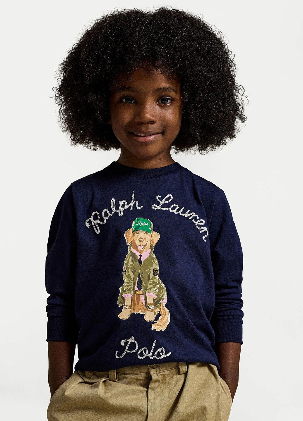 Темно-синий демисезонный кэжуал лонгслив Ralph Lauren с рисунком