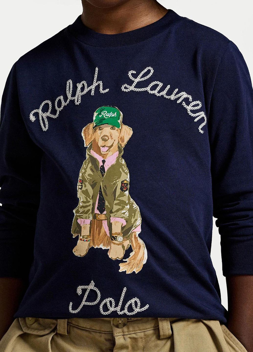 Темно-синий демисезонный кэжуал лонгслив Ralph Lauren с рисунком