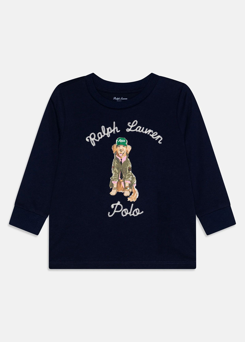 Темно-синий демисезонный кэжуал лонгслив Ralph Lauren с рисунком