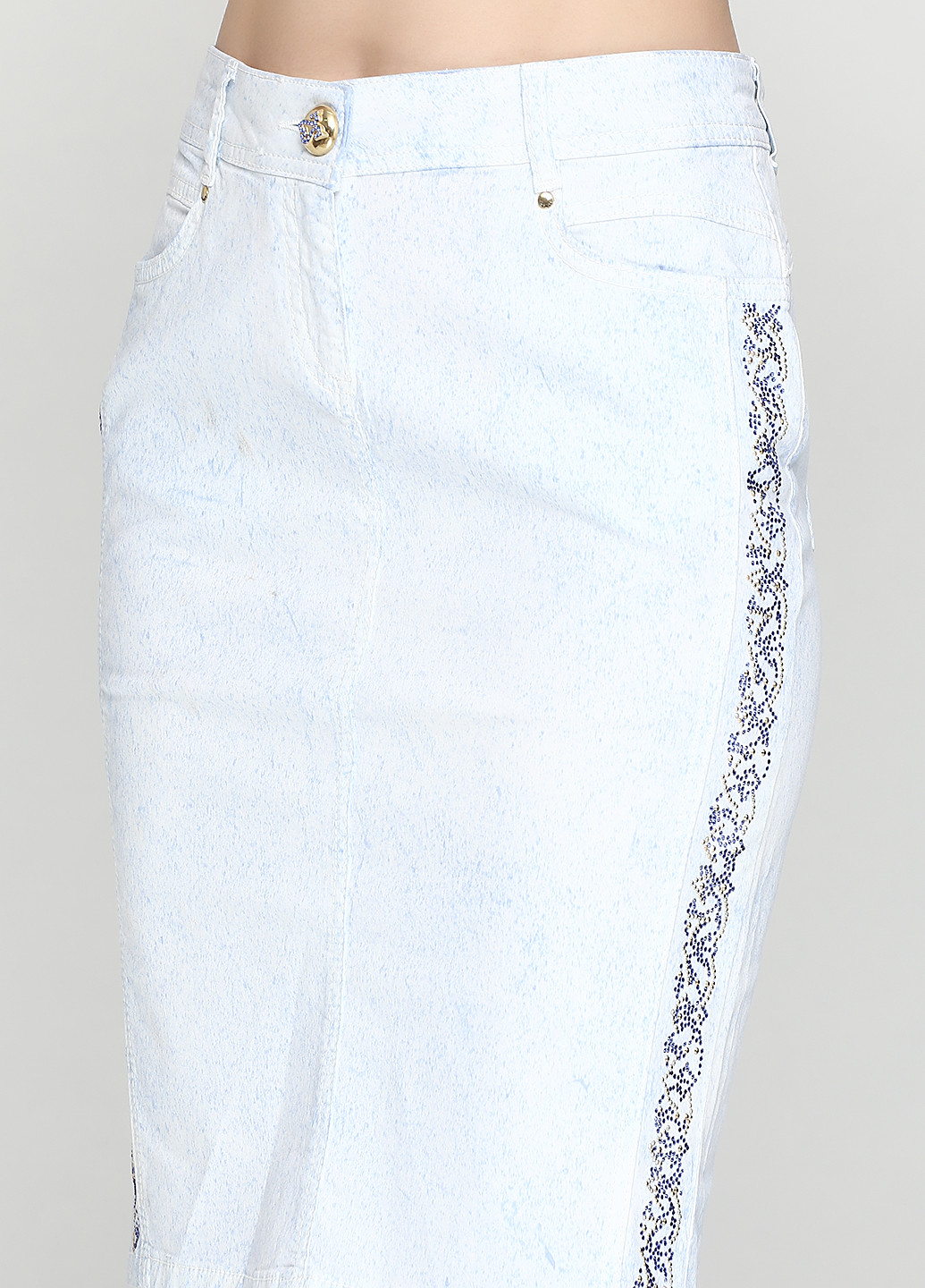 Голубая кэжуал с абстрактным узором юбка Sassofono карандаш
