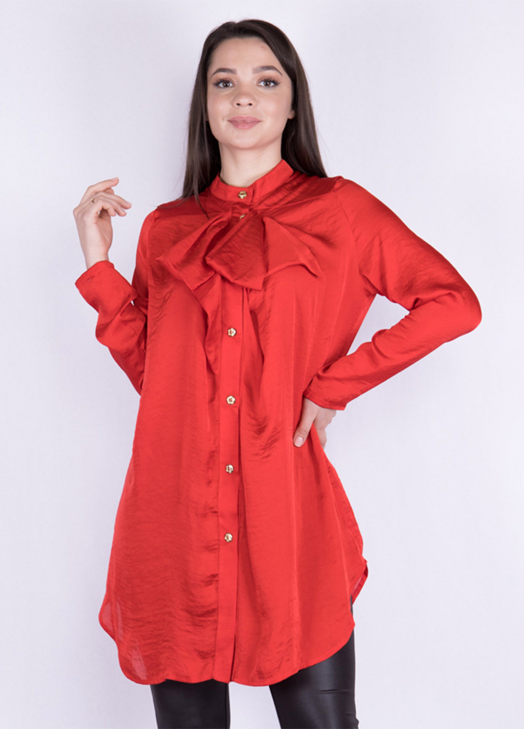 Красное кэжуал платье рубашка Time of Style однотонное