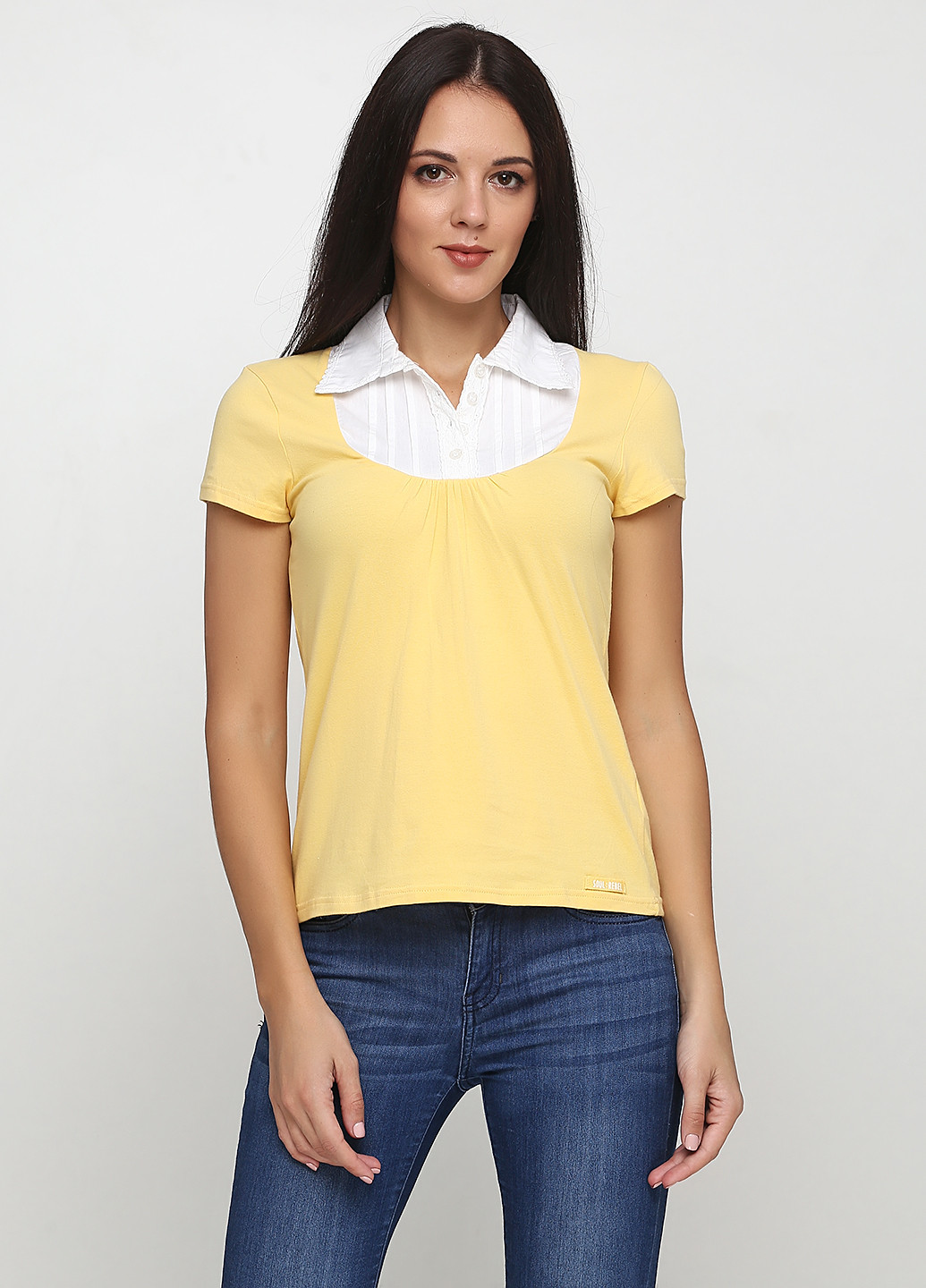 Желтая женская футболка-поло Soul Rebel однотонная