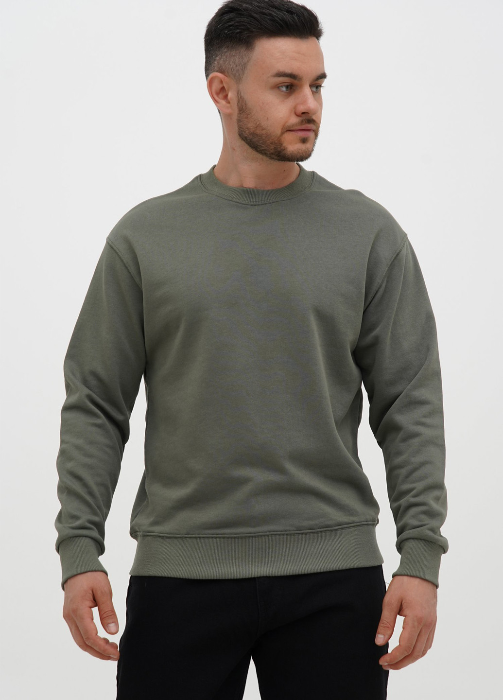 Оливковий світшот Trend Collection однотонний без декору (303023669)