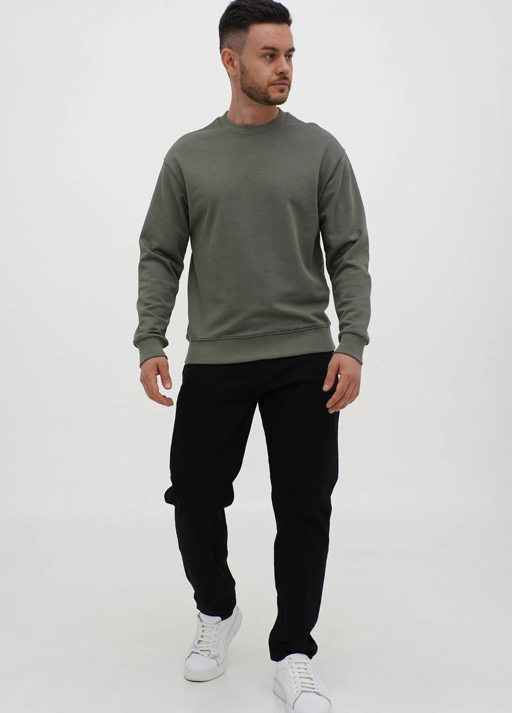Оливковий світшот Trend Collection однотонний без декору (303023669)