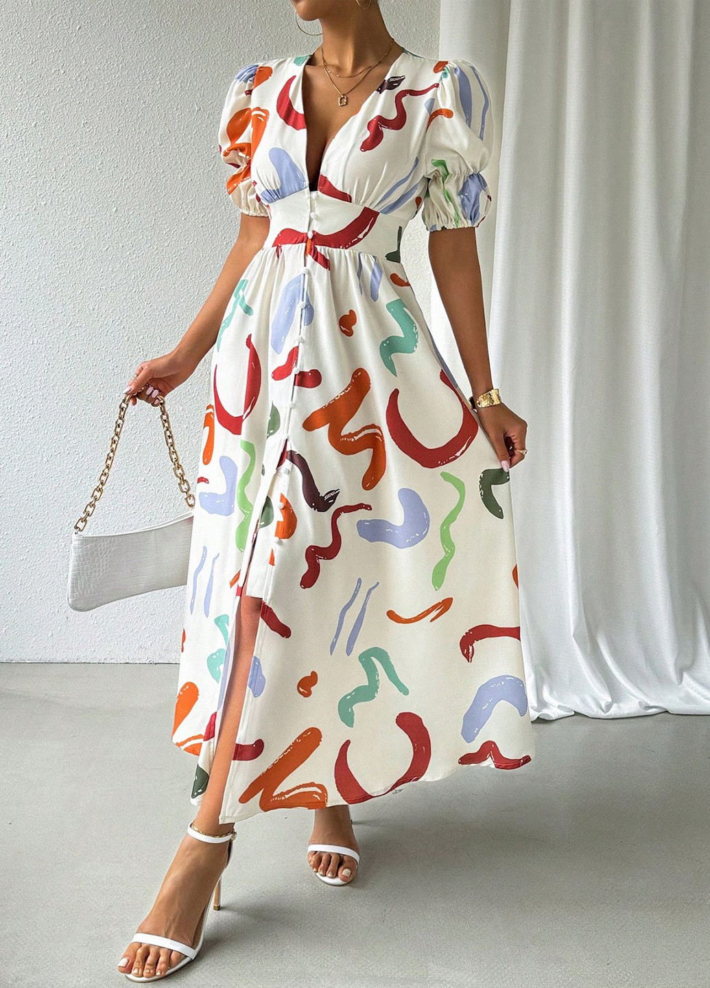 Молочна кежуал сукня кльош SHEIN з малюнком