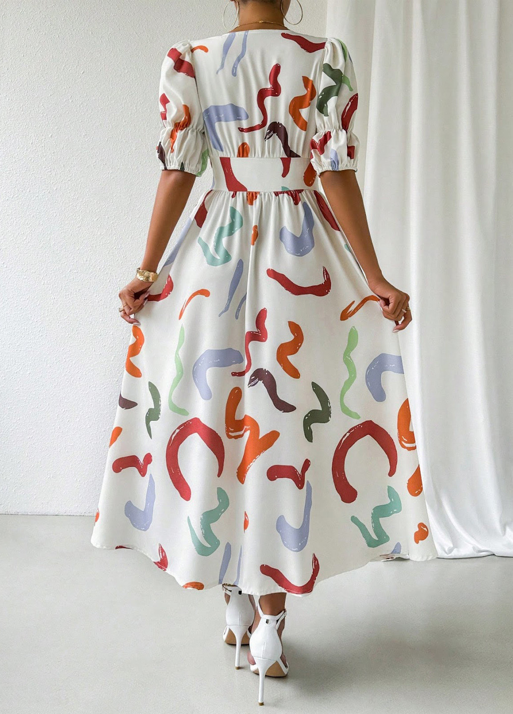 Молочна кежуал сукня кльош SHEIN з малюнком