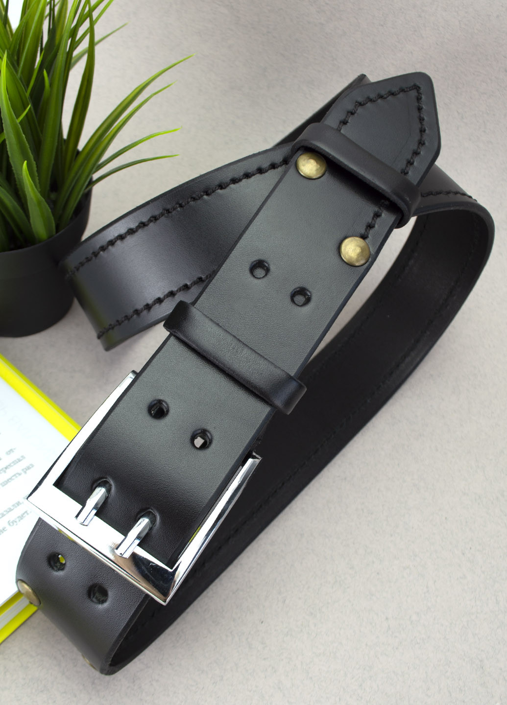 Ремень мужской кожаный батал длинный черный KB-45 XXL (150 см) King's Belt (254844936)
