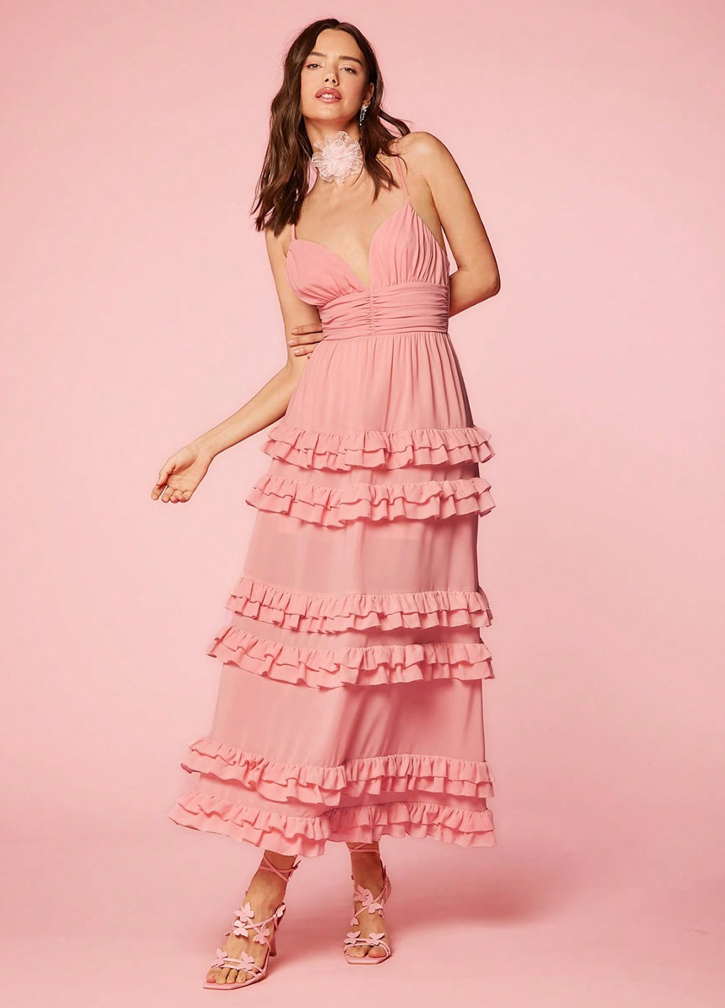 Світло-рожева кежуал сукня сукня-комбінація SHEIN однотонна