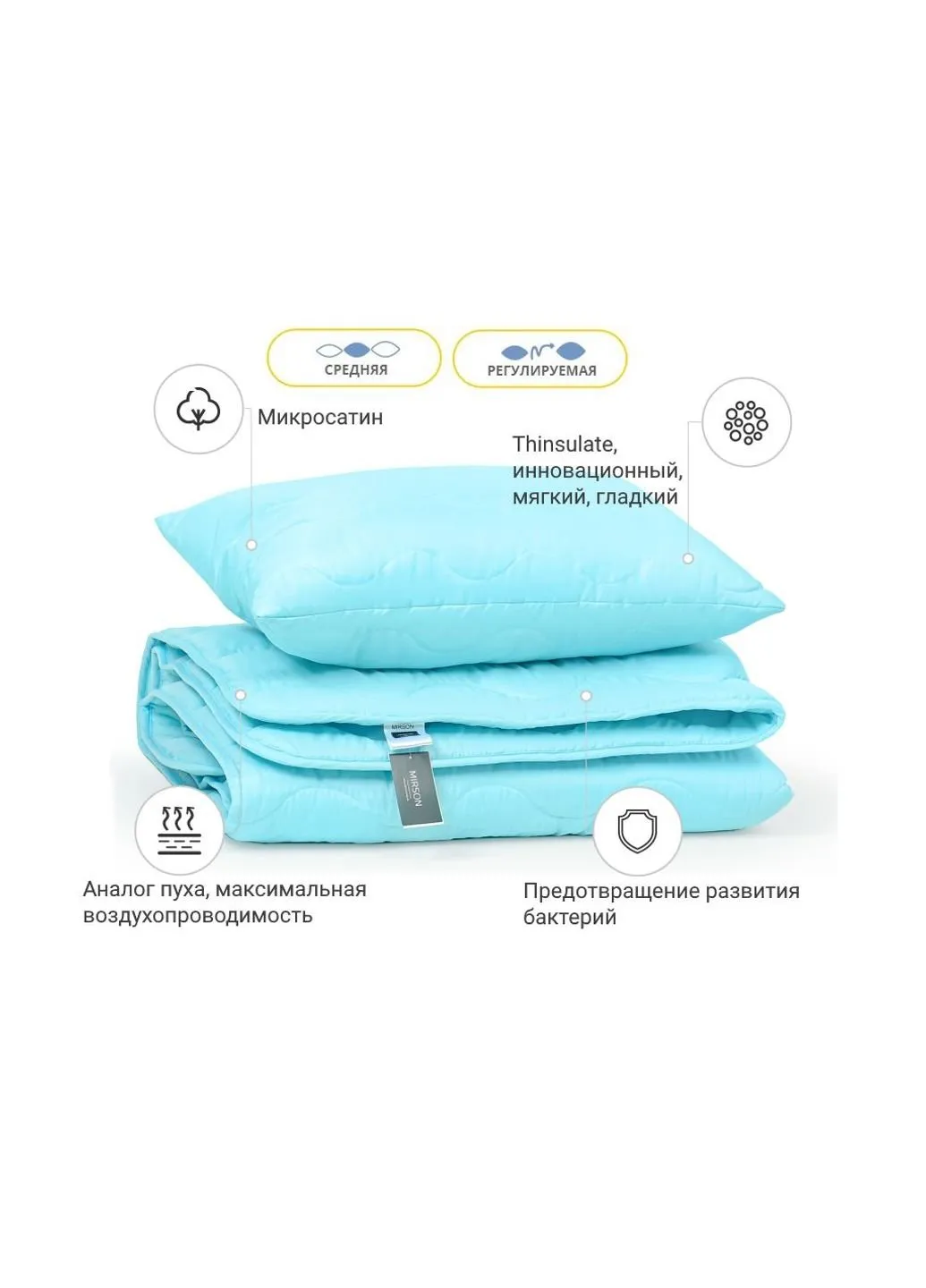 Одеяло Набор 3M Thinsulate Всесезонный 1667 Eco Light Blue Одеяло + (2200002657457) Mirson (254077666)