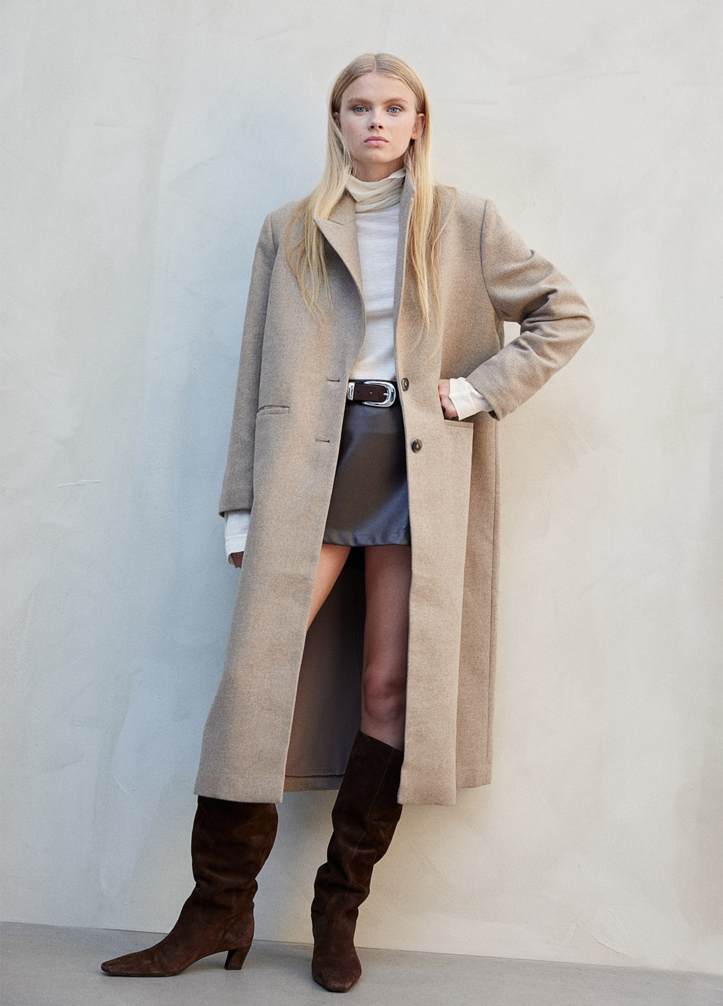 Бежеве демісезонне Пальто однобортне H&M