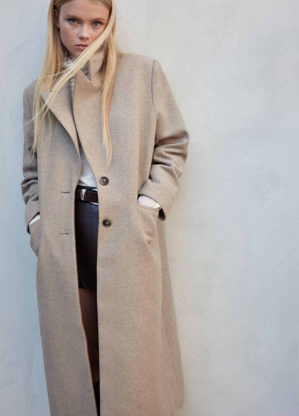 Бежеве демісезонне Пальто однобортне H&M
