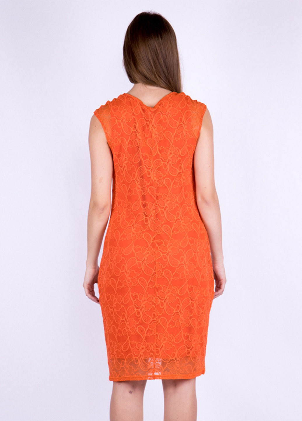 Оранжевое кэжуал платье футляр Time of Style с орнаментом