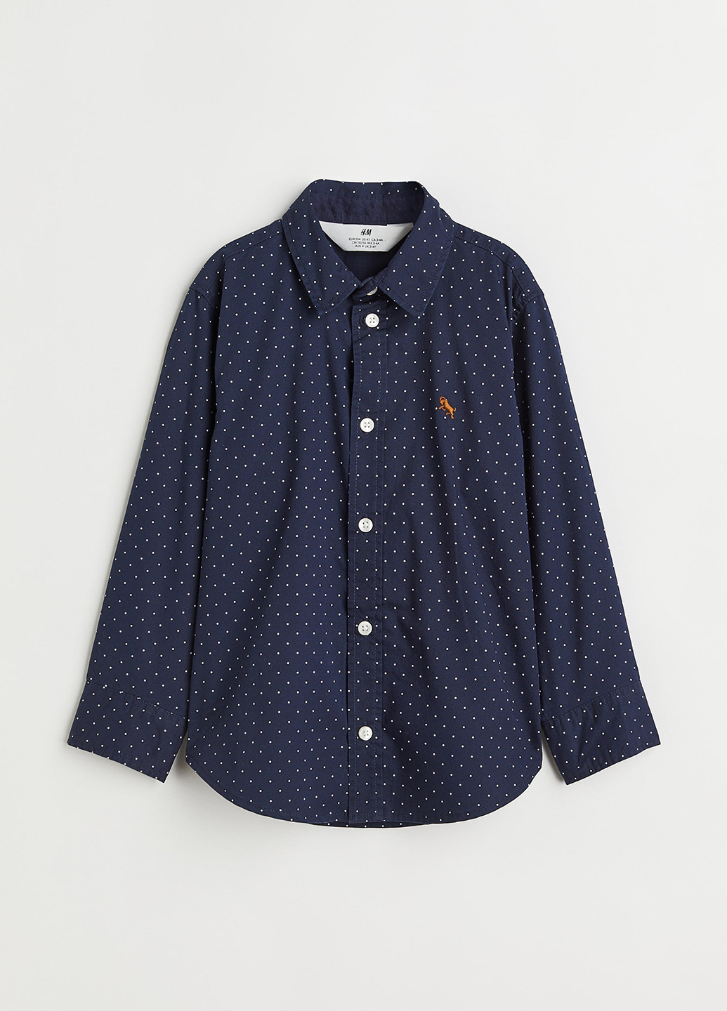 Темно-синяя кэжуал рубашка в горошек H&M с длинным рукавом