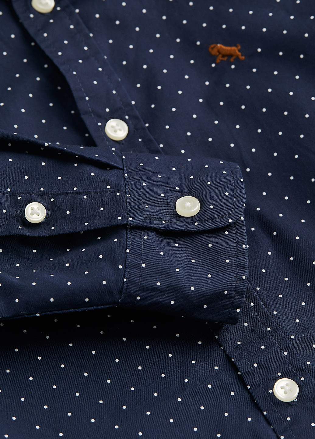 Темно-синяя кэжуал рубашка в горошек H&M с длинным рукавом