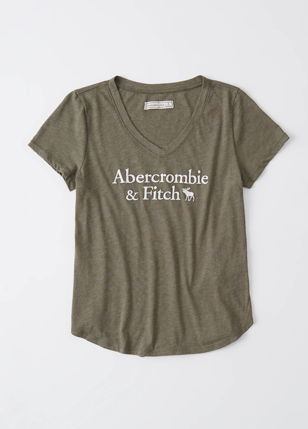Оливковая летняя футболка Abercrombie & Fitch