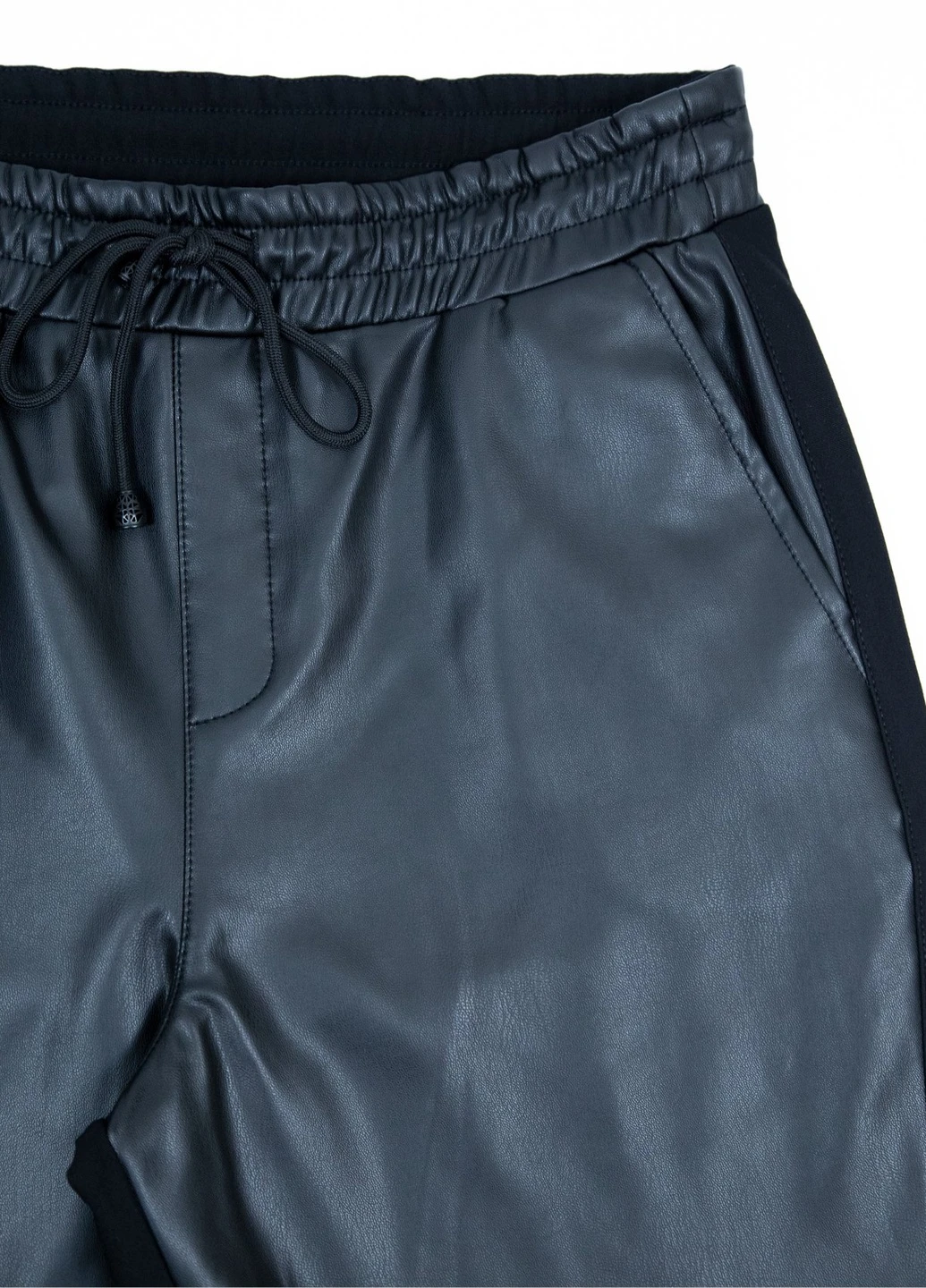 Штани жіночі шкірозамінник і трикотаж чорні Estensivo Slouchy (251839593)