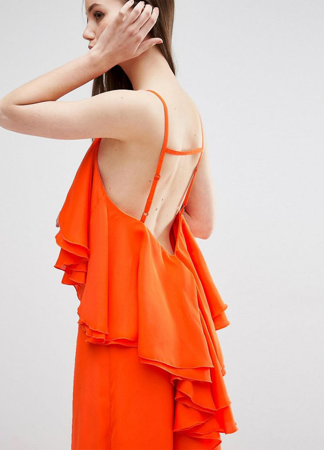 Оранжевое вечернее платье а-силуэт Asos однотонное