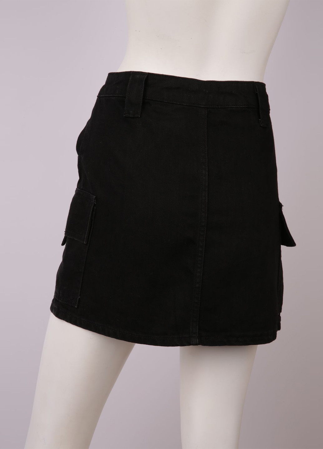 Черная джинсовая однотонная юбка Top Shop