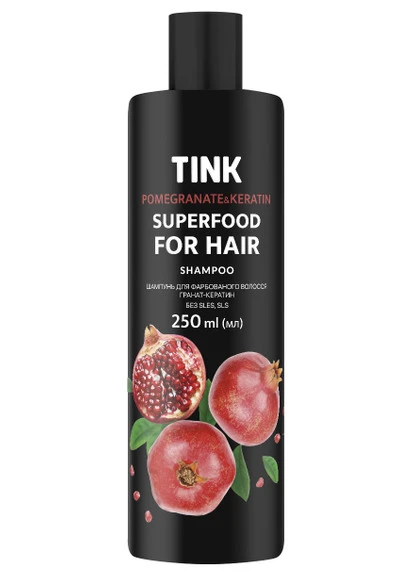 Шампунь для фарбованого волосся "Гранат і кератин" SuperFood For Hair Pomegranate & Keratin Shampoo Tink (250112343)