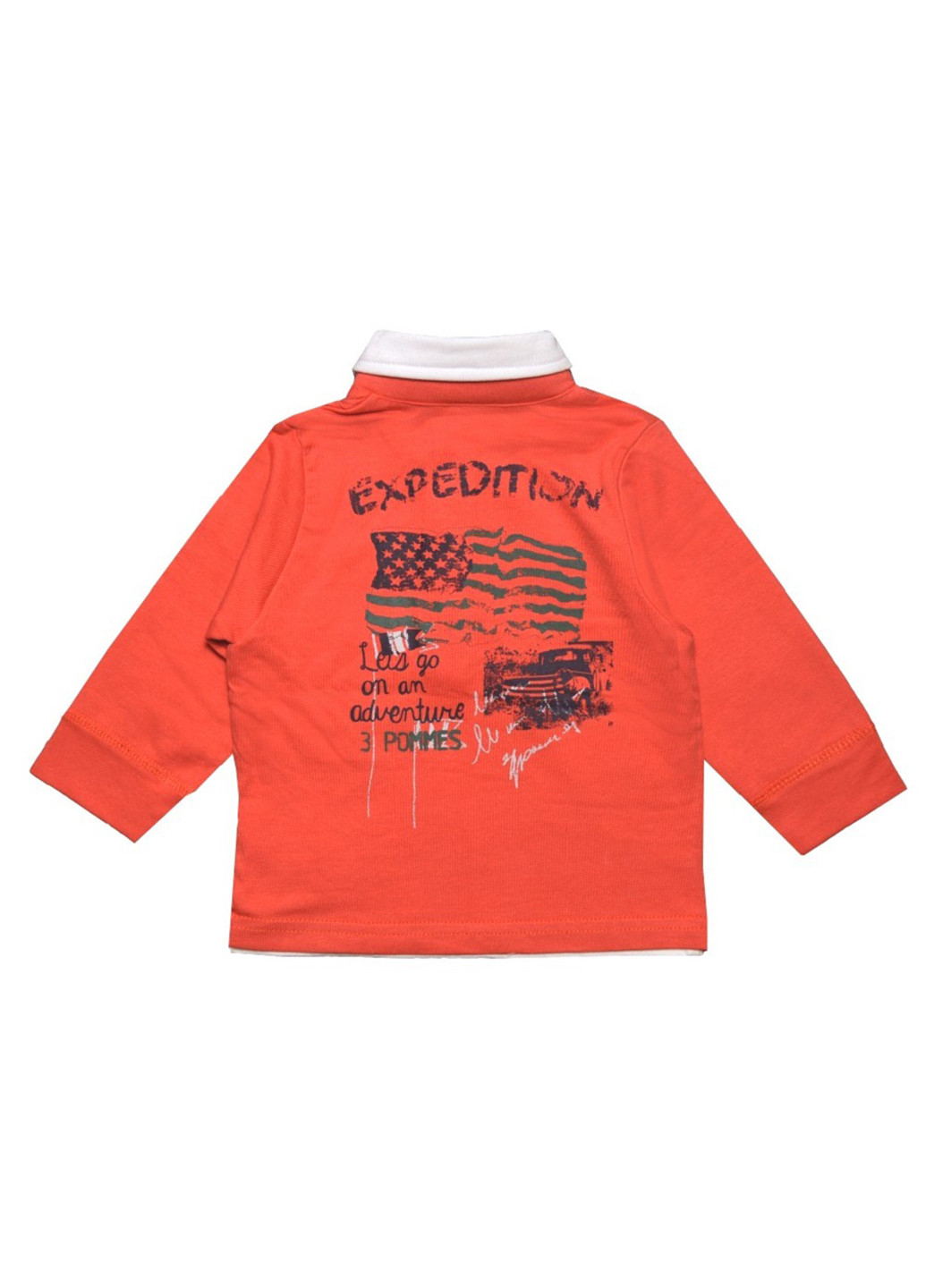 Оранжевая детская футболка-поло для мальчика 3 Pommes с надписью