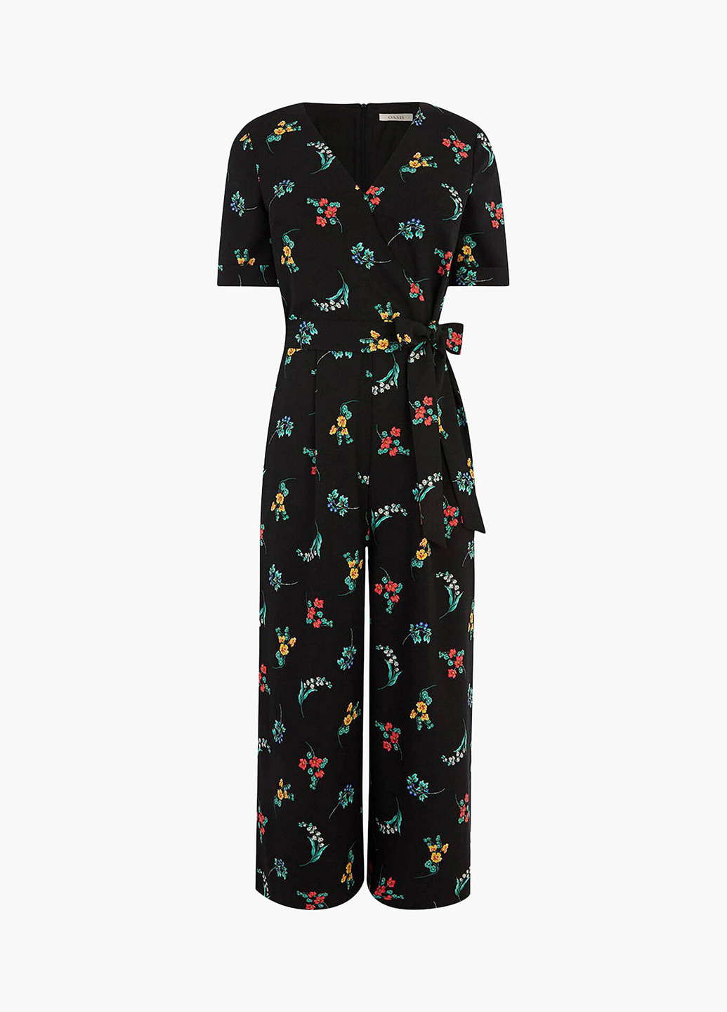 Комбинезон Oasis комбинезон-брюки цветочный чёрный кэжуал полиэстер