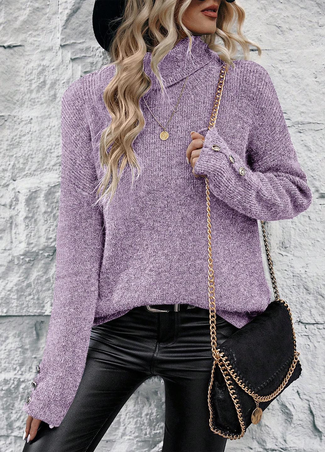 Светло-лиловый демисезонный свитер SHEIN