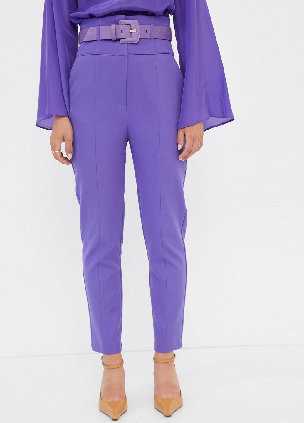 Фиолетовые кэжуал демисезонные прямые брюки Setre