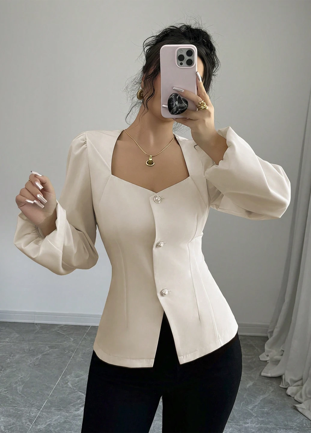 Бежева блуза SHEIN