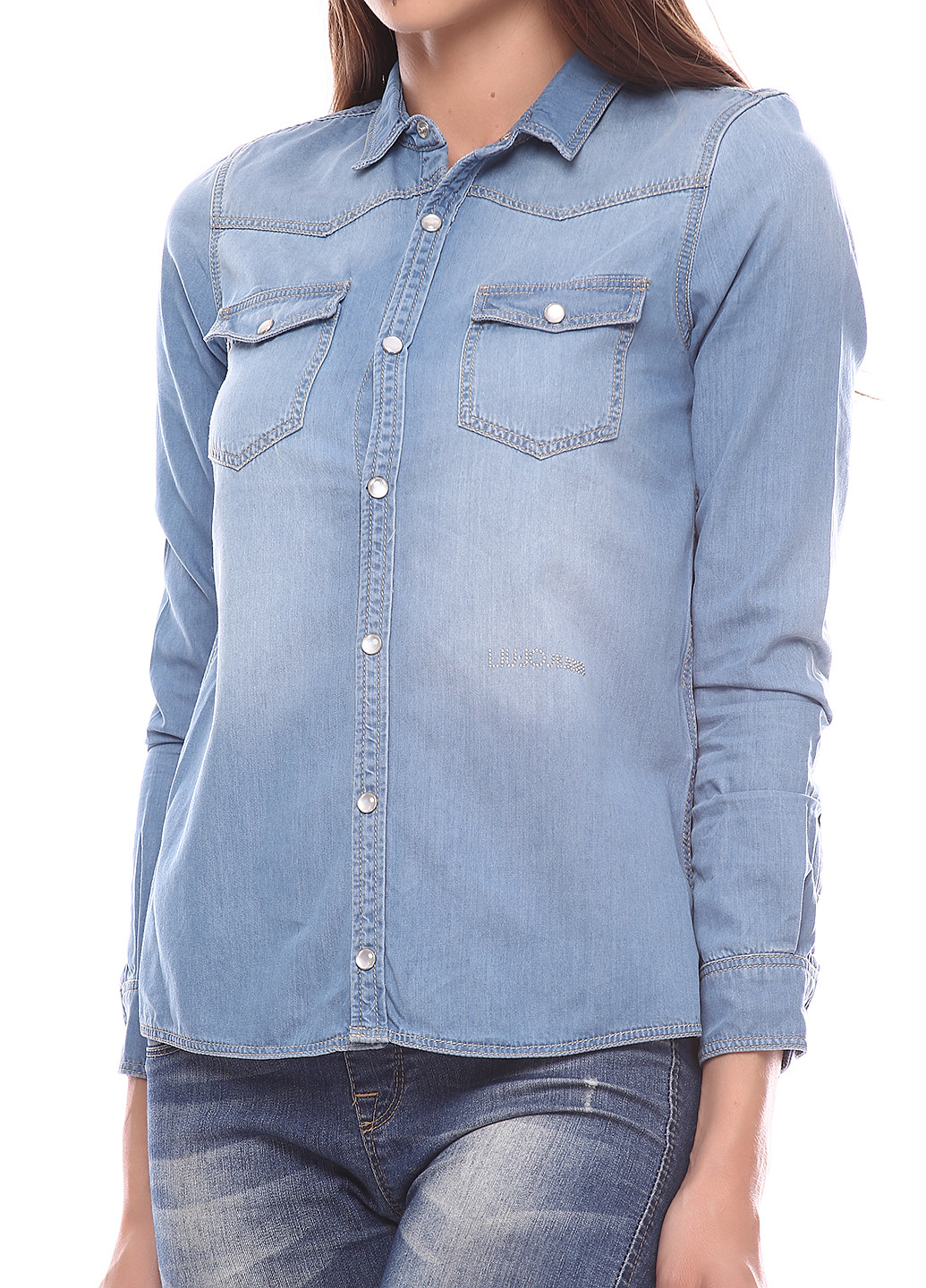 Голубой джинсовая рубашка однотонная Liu-Jo