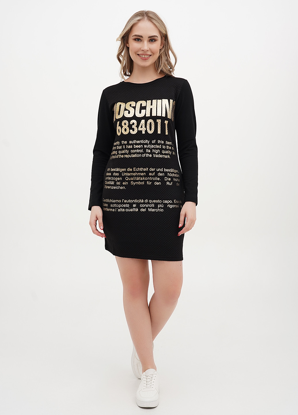 Черное кэжуал платье Radda с надписью