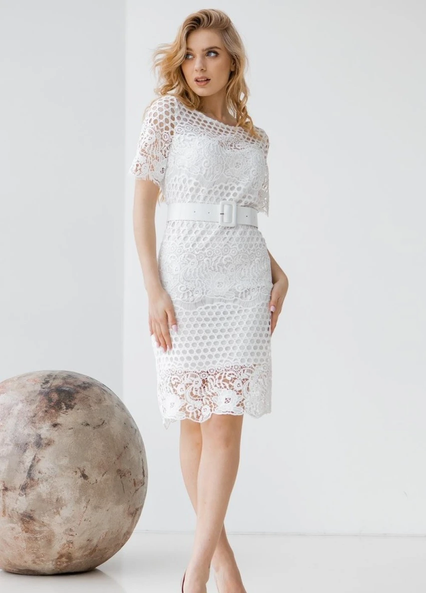 Білий коктейльна сукня футляр FashionYouWant однотонна