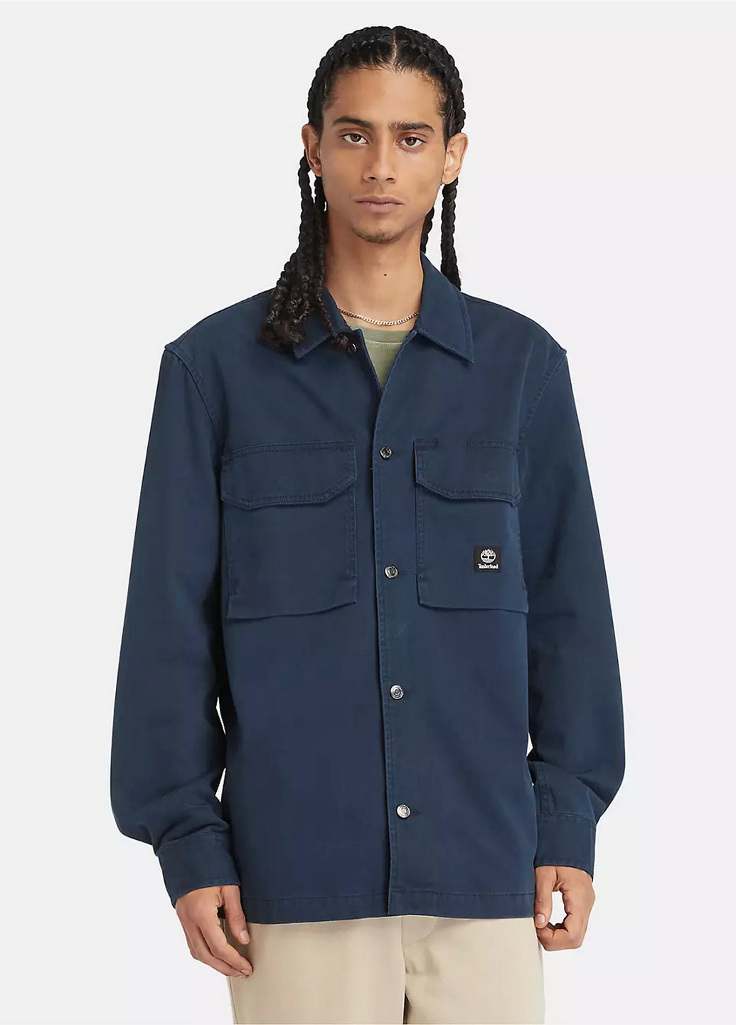 Темно-синяя кэжуал рубашка однотонная Timberland