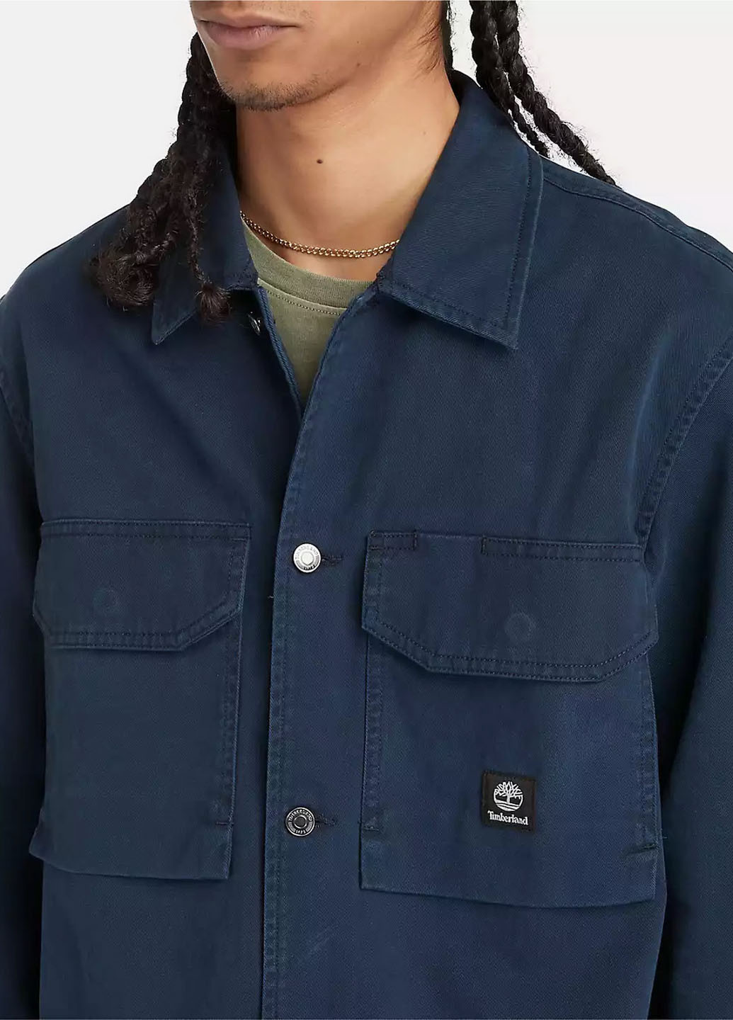 Темно-синяя кэжуал рубашка однотонная Timberland