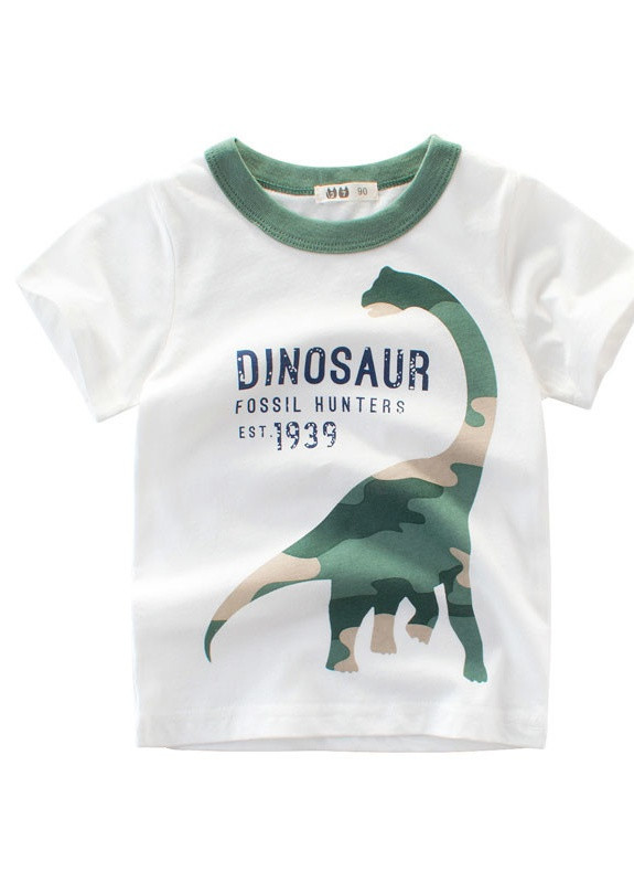Белая летняя футболка для мальчика fossil hunters 27 KIDS 52753