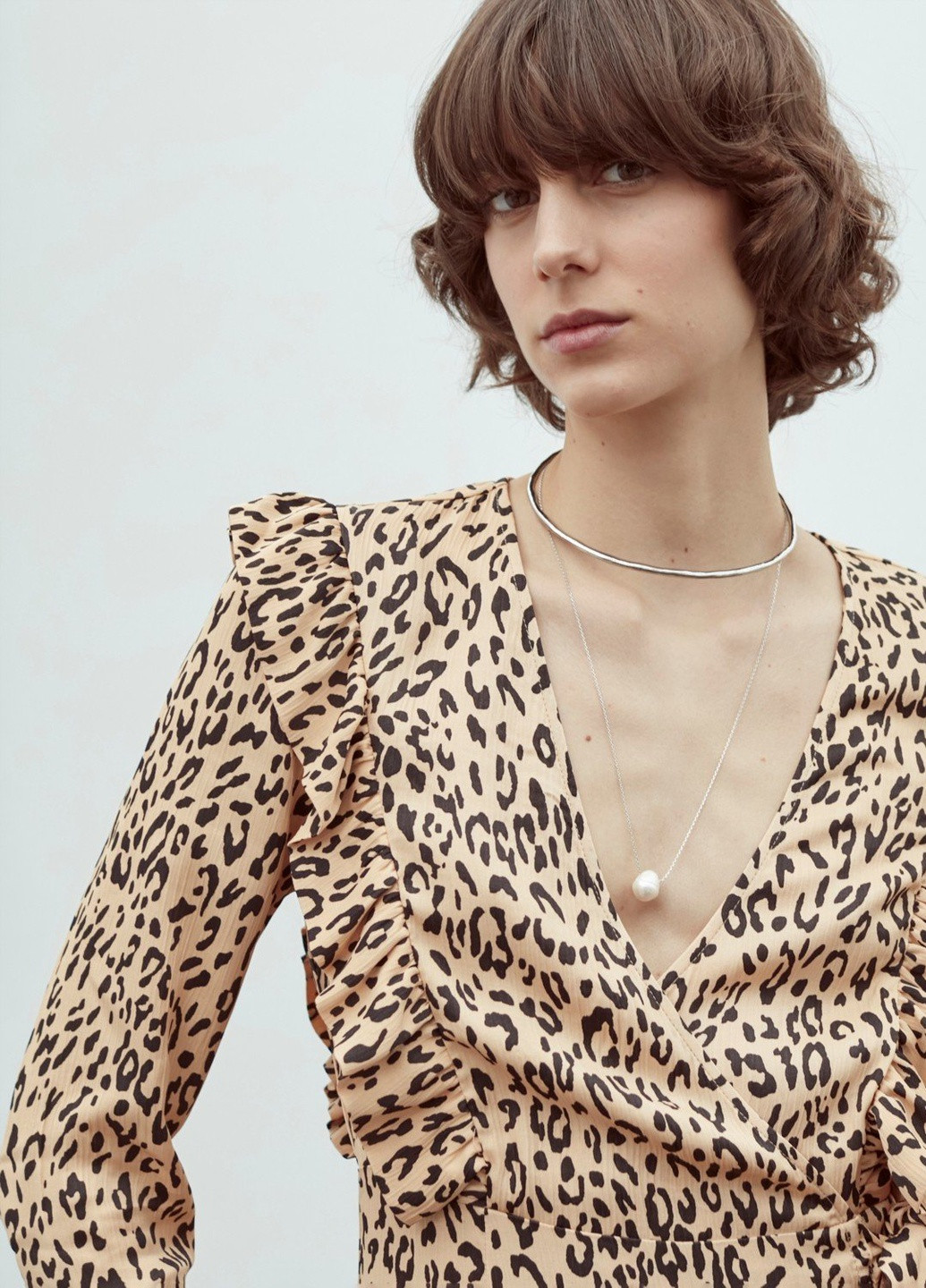 Бежевое кэжуал платье Mudo с животным (анималистичным) принтом