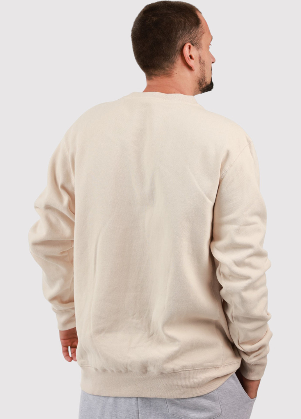 Светло-бежевый свитшот Blue 84 надпись без декора (361422148)