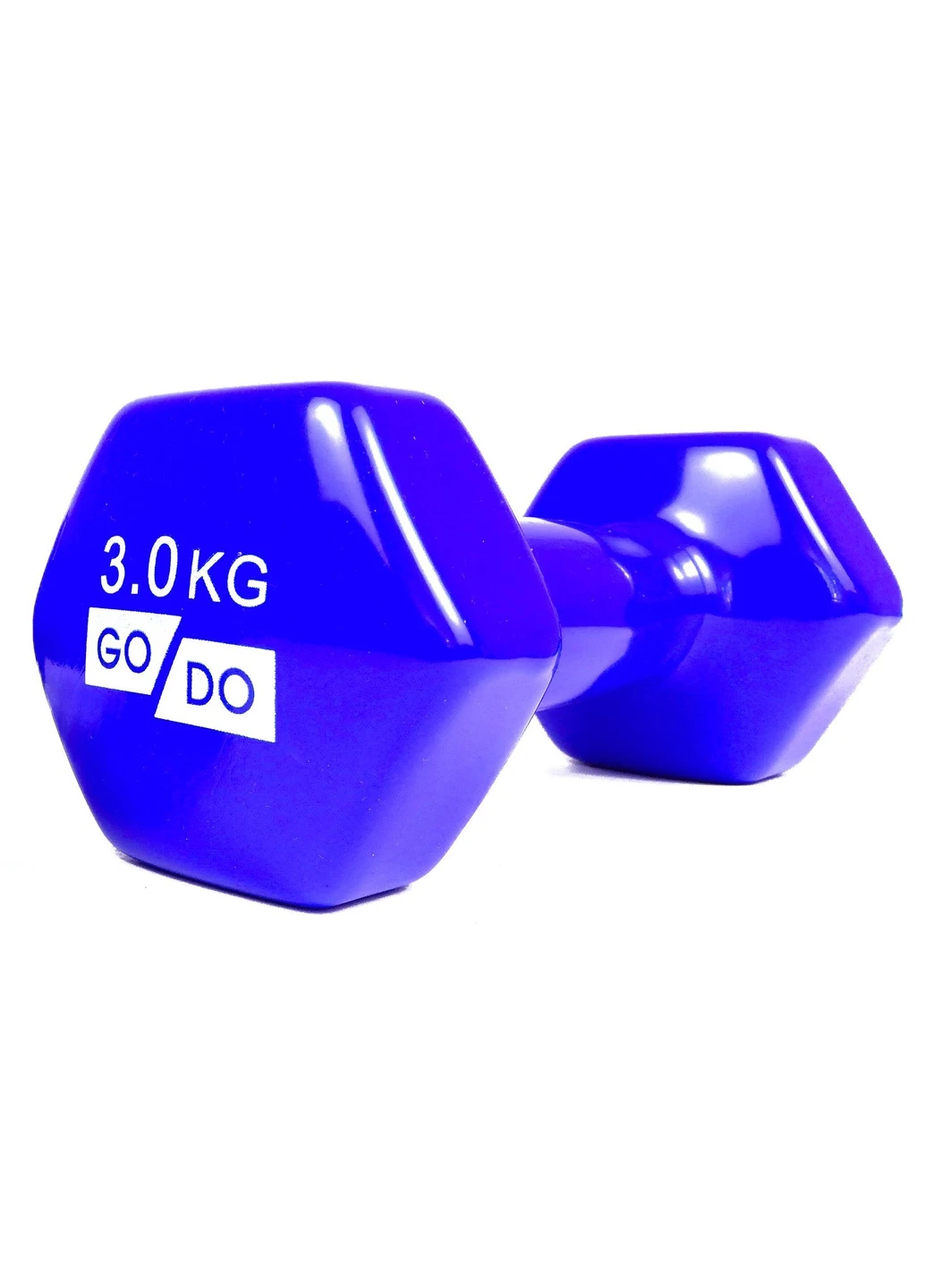 Гантель GoDo 3 кг 1 шт (EF-GD3BL) с виниловым покрытием синяя цельная литая неразборная для фитнеса EasyFit (241214922)