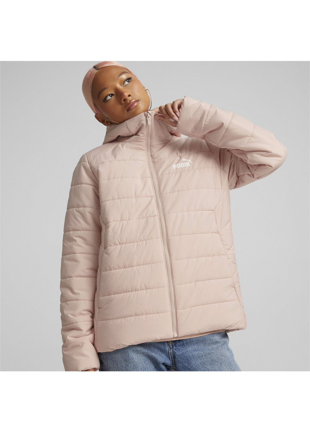 Куртка Essentials Padded Jacket Women Puma однотонный розовый спортивный полиэстер