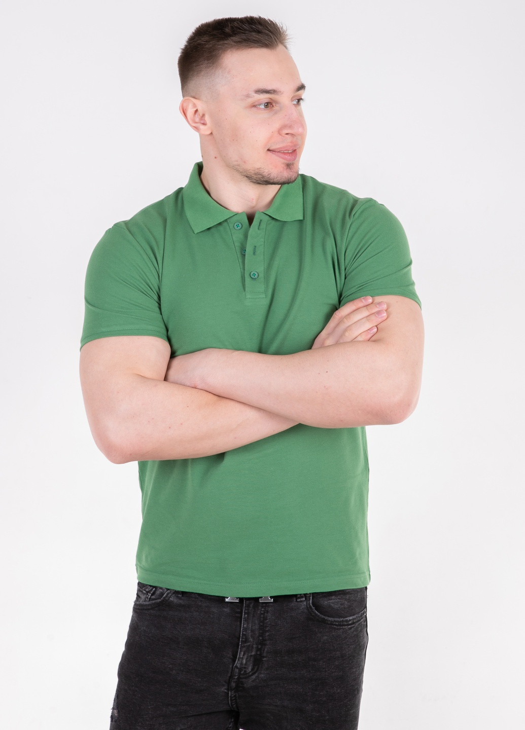 Зеленая футболка-футболка поло мужская для мужчин TvoePolo однотонная