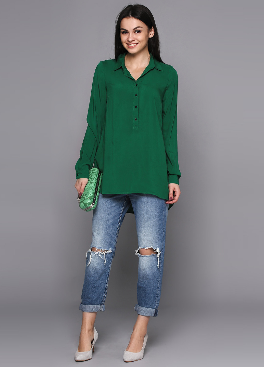 Зеленая демисезонная блуза Gingier