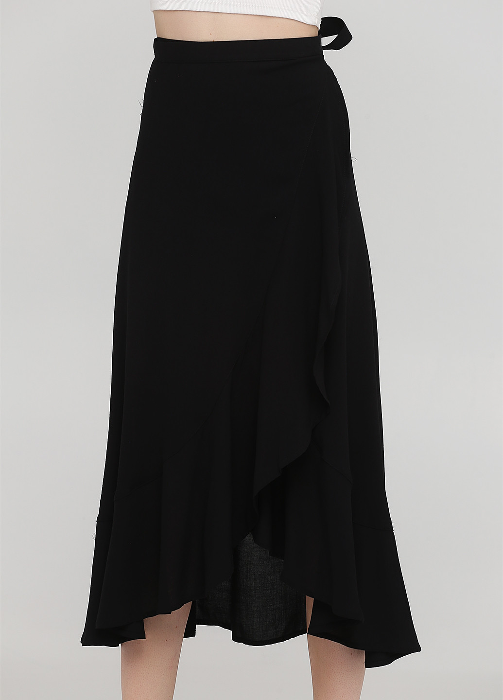 Черная кэжуал однотонная юбка SWAM на запах