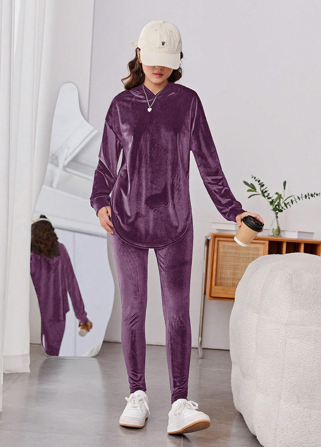 Фиолетовый демисезонный костюм (худи, брюки) брючный SHEIN