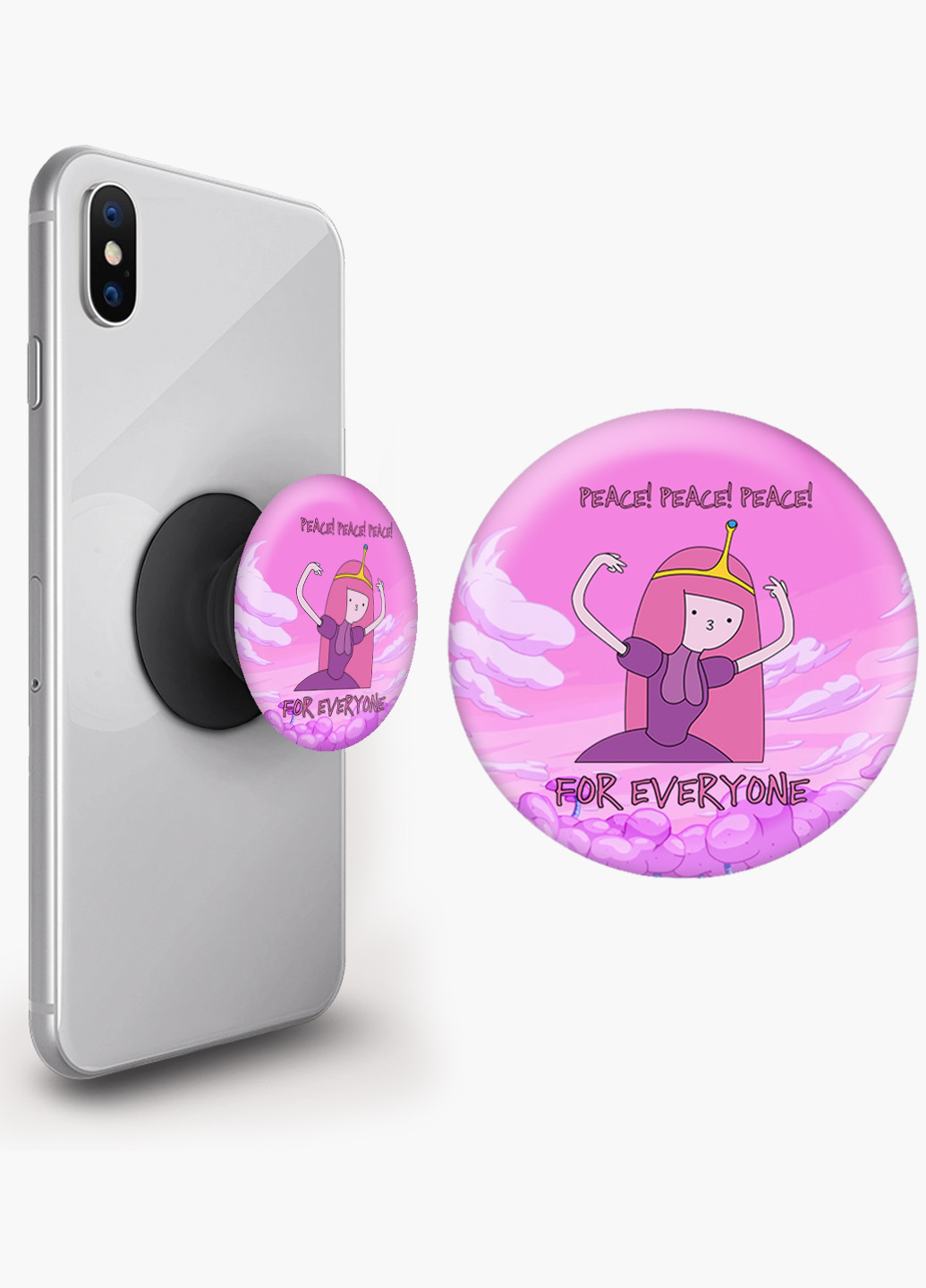 Попсокет (Popsockets) тримач для смартфону Принцеса бубльгум Час Пригод (Adventure Time) (8754-1576) Чорний MobiPrint (216748550)