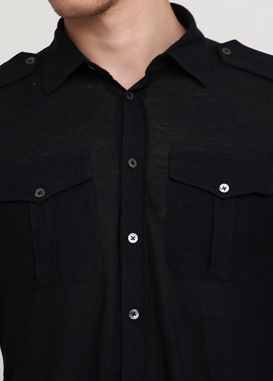 Черная кэжуал рубашка однотонная Ralph Lauren с длинным рукавом