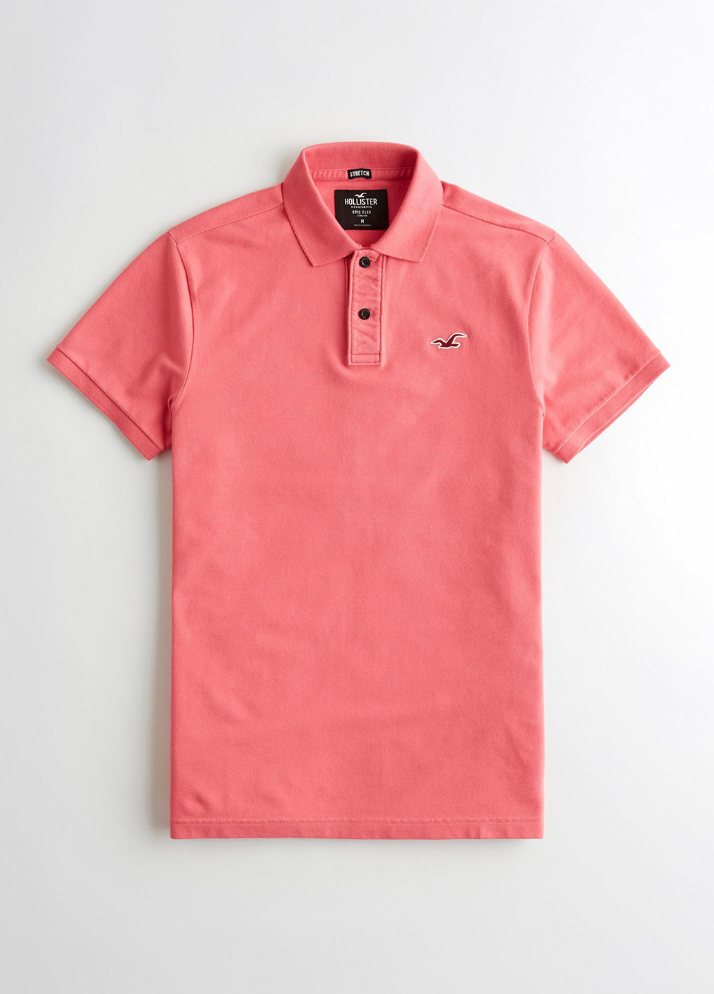 Розовая футболка-поло для мужчин Hollister с логотипом
