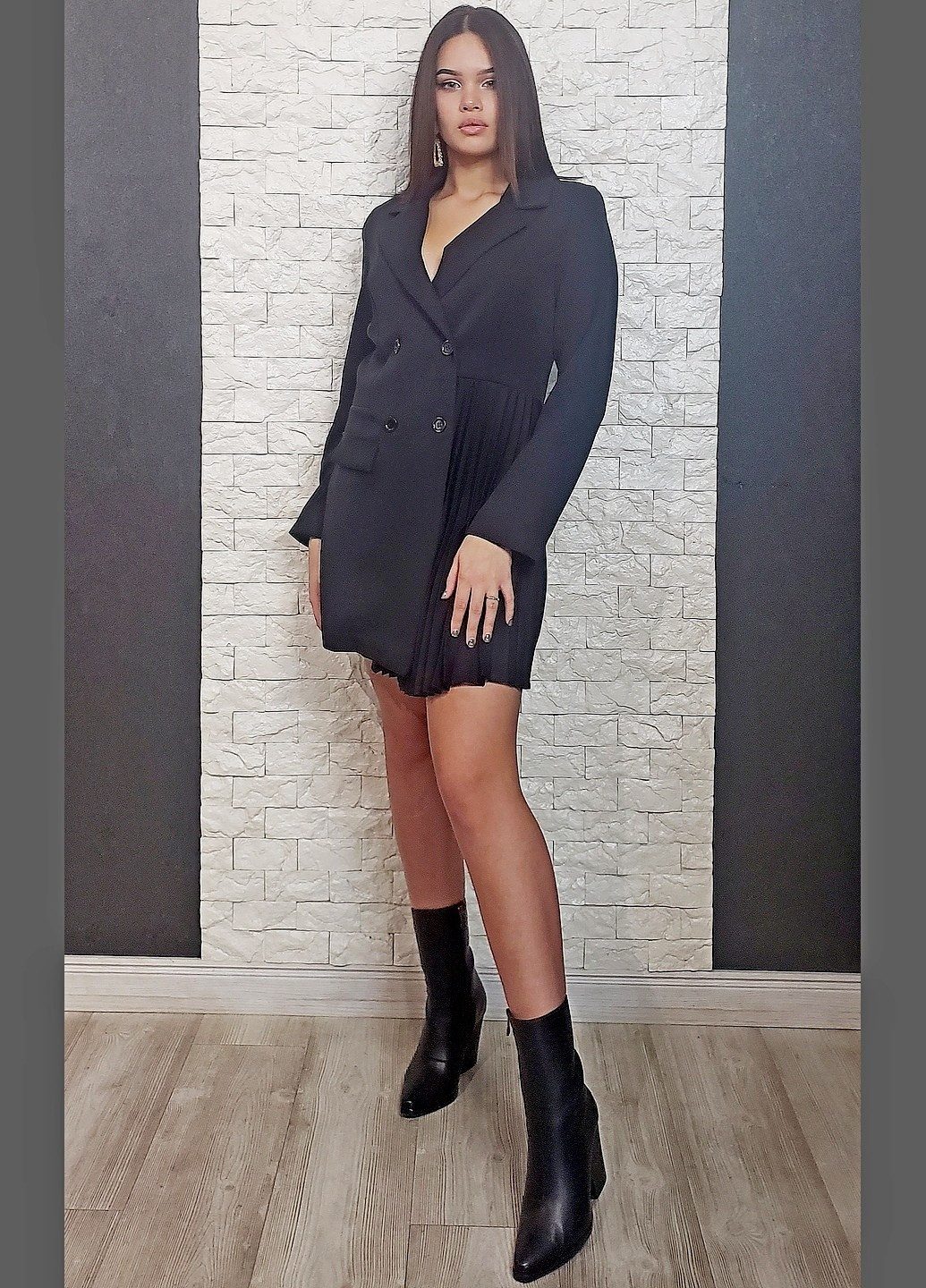 Черное кэжуал платье-пиджак Samdan однотонное