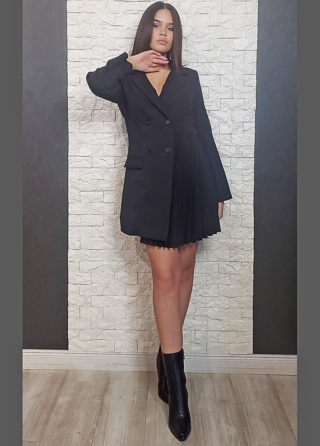 Черное кэжуал платье-пиджак Samdan однотонное