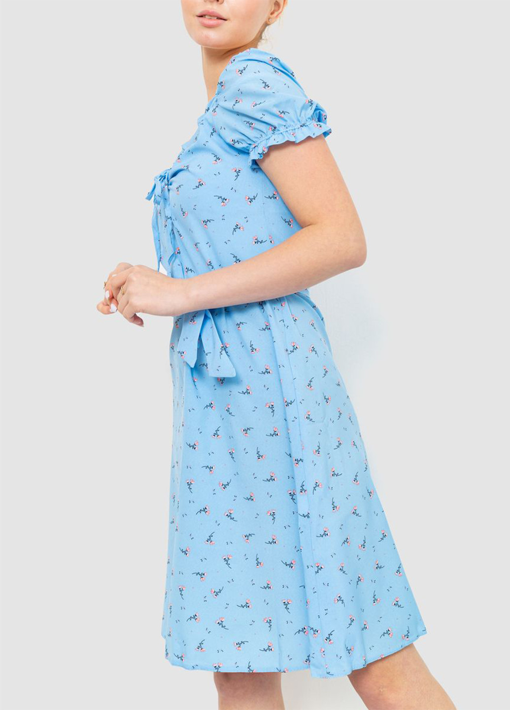 Голубое кэжуал платье клеш Ager с цветочным принтом